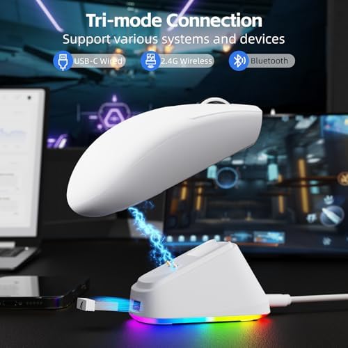 ATTACK SHARK G3 PRO Tri-Mode Wireless Gaming Mouse with RGB Charging Dock