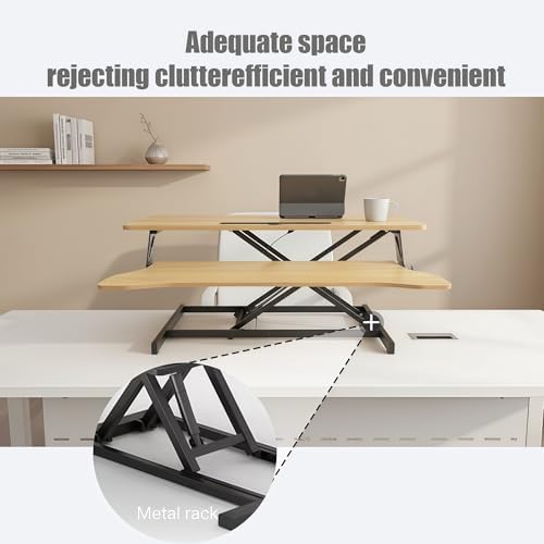 Instant Ergonomic Standing Desk Converter - 32" Wide, No Assembly, Sit-Stand Workstation for Pain Relief & Productivity (Nature)