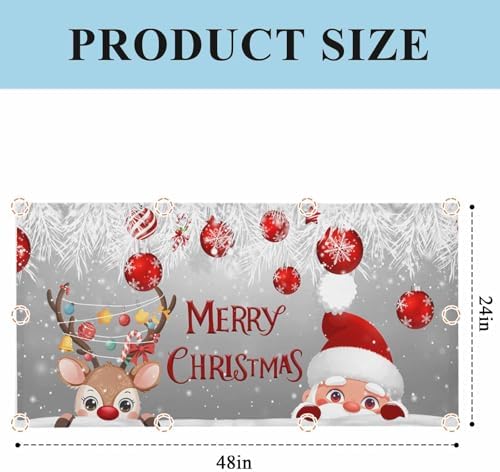 Santa Claus Magnetic Fluorescent Light Covers for Ceiling Lights 2 x 4 Feet,Red Grey Christmas Elk Ball Pine Silver Office Classroom Kitchen Drop Ceiling Light Covers Filters Shade Panel 1 Pack