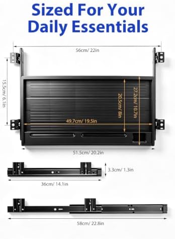 jojofuny Under Desk Keyboard Tray, Slide-Out Drawer with Pen Organizer