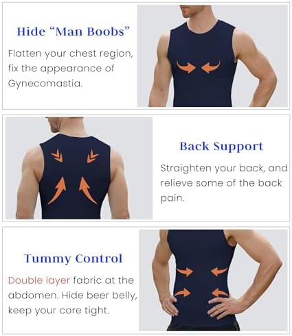 Compression Shirt Men Slimming Body Shaper Vest Crewneck Workout Tank Top