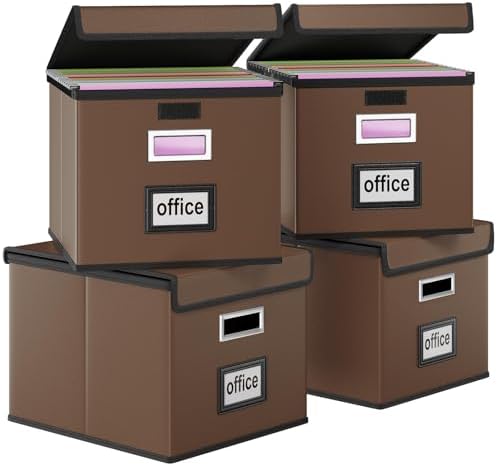 File Organizer Box with Lids, Collapsible File Folder Organizer