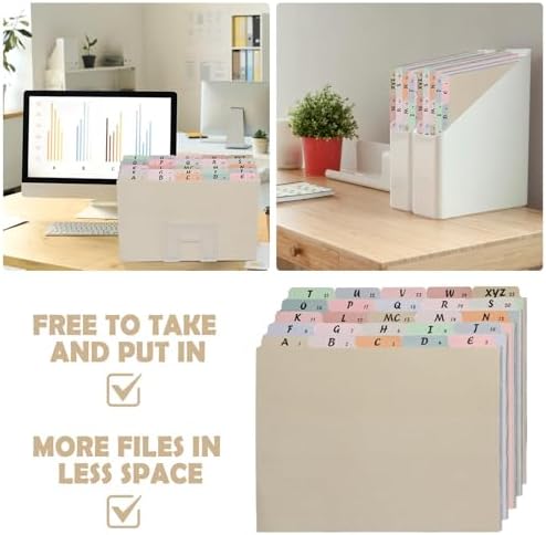 1 Set A-Z Alphabetic and Number Top Label Files, Legal Size, 25 Sheets File Dividers 1/5 Cut Label File Cabinet Dividers Desk Organizer for Office, Home and School (Classic)