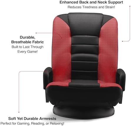Kids Gaming Chair, Swivel Floor Video Lounger, 6 Positions, Folds to Store