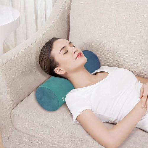 Bolster Pillow Cotton Memory Foam Neck Roll Pillow Round Pillow for Chair Small Round Cushion Cervical Support Blue Gradient
