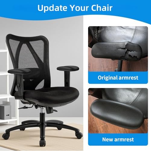 Office Chair Armrest Replacement, PU Arm Pads Caps, Fit to Most Chairs with 4" Mounting Hole Distance, 1 Pair