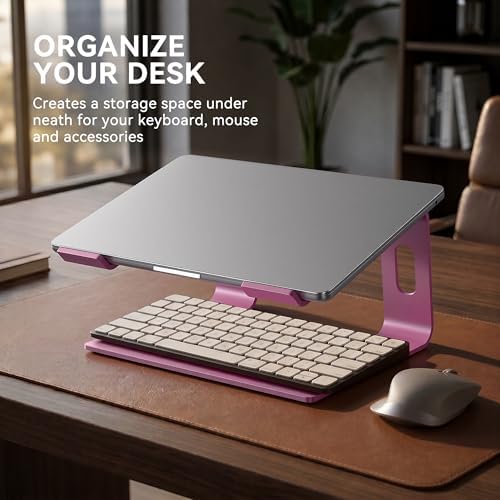 SOUNDANCE Laptop Stand, Aluminum Ergonomic Desk Riser, 10-15.6", Pink