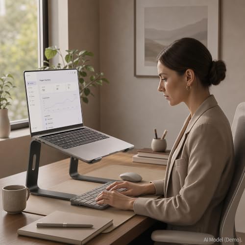 Orionstar Ergonomic Laptop Stand, Aluminum Riser, 10-15.6",Black