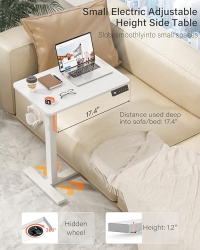 FiCiHi 24 Inch Small Electric Standing Desk, Adjustable Mobile Laptop Desk