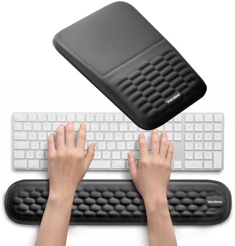 2-in-1 Keyboard & Mouse Wrist Rest Set – Ergonomic Pain-Relief Support, Memory Foam Wrist Cushion with 8° Slope & Massage Nubs, Non-Slip PU Base, Relieves Wrist Pain & Carpal Tunnel from Long Typing