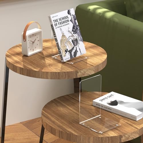Acrylic Bookends 4 Pcs, Clear Book Ends for Shelves, Bookend Organizer