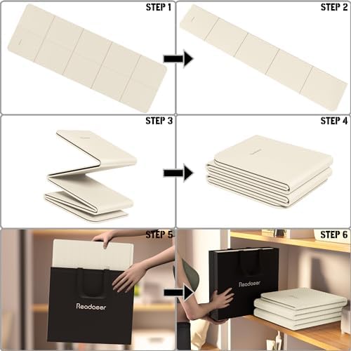 Readaeer Foldable Yoga Mat for Travel Folding Yoga Mat 6mm Thick with Carrying Bag, Non-Slip TPE Exercise Pilates Mat for 72" L x 24" W x 0.24 Inch