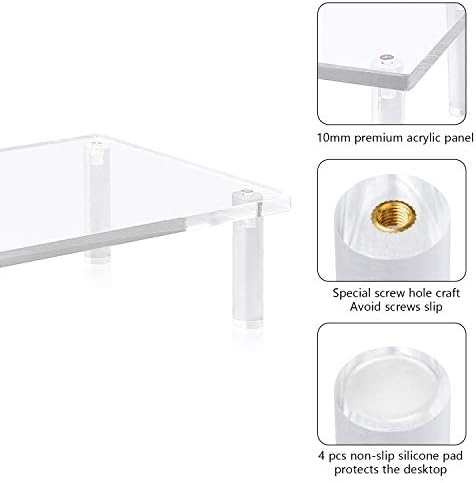 YestBuy 20x7.5 Acrylic Monitor Stand Riser, Clear Computer Stand for Laptop, iMac, Pc, Printer, Desktop Ergonomic,Desk Riser Work from Home Accessories Office Supplies Platform Save Space