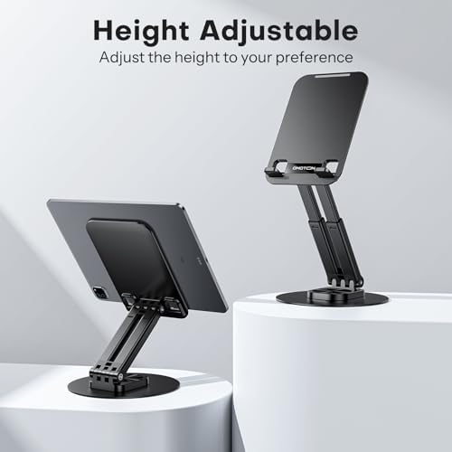 OMOTON Tablet Stand for iPad, Adjustable Tablet Holder for Desk, Portable Monitor Stand Compatible with 4-15.6" Tablets Kindle Such as iPad Pro 11, 10.2, 13, Air/Mini