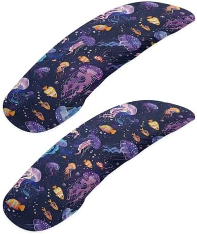 2Pcs Jellyfish Fish Printed Office Chair Armrest Covers, Stretchy Soft Office Chair Arms Rest Covers, Removable Washable Arms Protector Covers for Office Chair Computer Chair