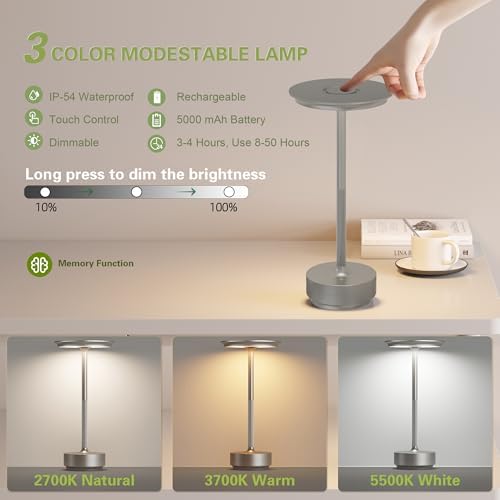 Cordless LED Table Lamps, Built-in 5000mAh,Battery Rechargeable