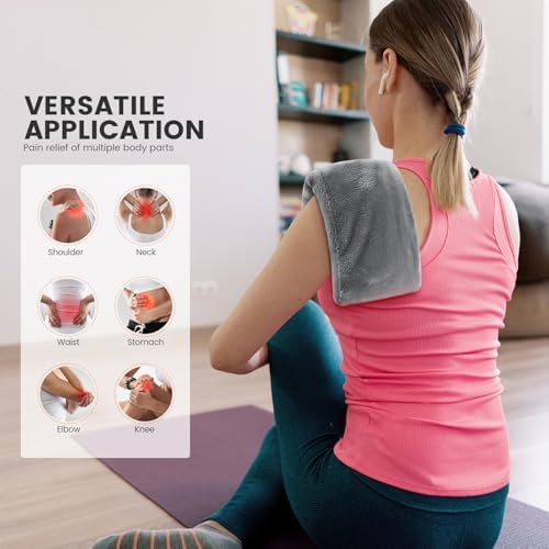 Microwave Heating Pad 6.5 * 12" Microwave Bean Bag Heating Pad for Neck and Shoulders, Moist Heat Pack Pillow Warm Compress for Knee, Muscles, Joints, Abdomen - Dark Gray