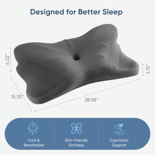 Cervical Neck Pillow, Memory Foam Contour Pillow, Queen