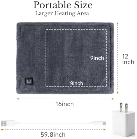 USB Mini Heating Pad for Travel with 3 Heat Settings & Auto Off