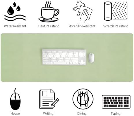Bloss 47.2" x 16.9" Large Desk Mat, Leather Mouse Keyboard Pad, Non-Slip Writing Pad, Desk Protector for Office, Home - Light Green