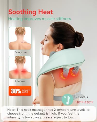 Snailax Cordless Shiatsu Neck Massager with Heat, 4D Deep Kneading, 2500mAh