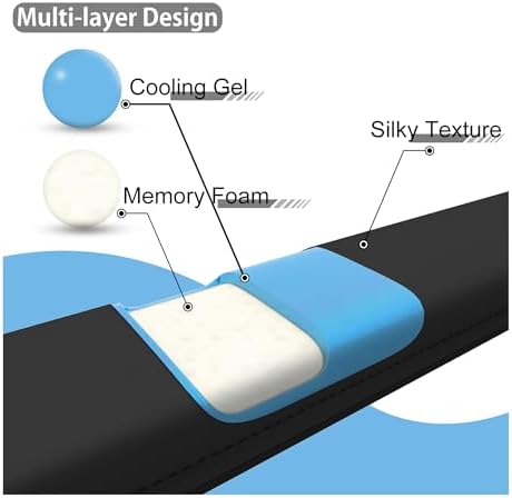 Faluber Cooling Gel Wrist Rest, 17.3-inch Length for Full-Sized Keyboard, Memory Foam Palm Rest with Non-Slip Footpad, Ergonomic Design, Stain Resistant, PC Accessory Gaming Gear (Large-Full Size)