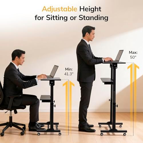 Mount-It! Rolling Podium Stand, Height Adjustable Lectern for Classroom