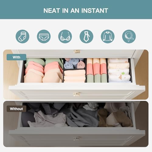 Criusia Drawer Organizer Clothes, 10 Pack Dresser Organizer for Baby Clothes, Underwear, Sock- Foldable Closet Organization and Storage Dividers Bins for Nursery, Bedroom (Black)