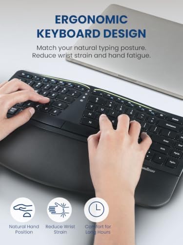 Perixx PERIDUO-606II 2-in-1 Wireless Compact Ergonomic Keyboard with Portable Vertical Mouse - Adjustable Palm Rest Stand - Quiet Keys & Clicks - US English