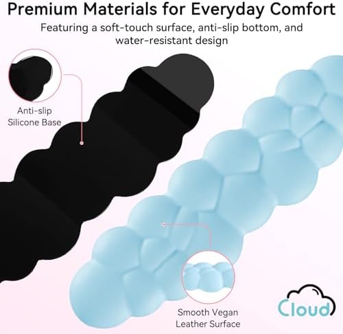 Sushret Cloud Wrist Rest for Computer Keyboard and Mouse Pad Set, Blue