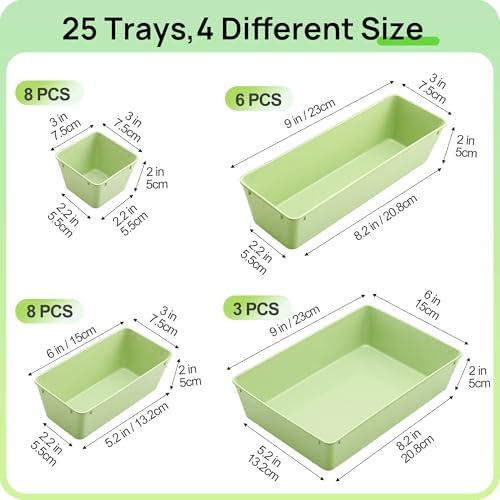 Vtopmart 25 Pack Plastic Drawer Organizers with Non-slip Rubber Pads
