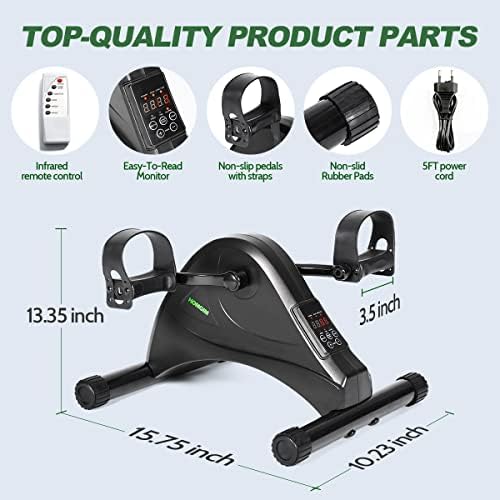 HOMGIM Mini Exercise Bike,Under Desk Bike for Seniors Rehab Training, Motorized Pedal Exerciser for Arm/Leg Fitness & Physical Therapy, 6 Levels Speed Adjustment
