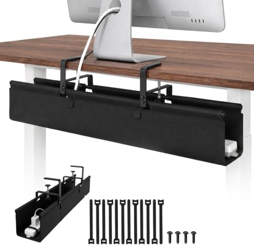 No Drill Under Desk Cable Management Tray, 36 Inch, Black