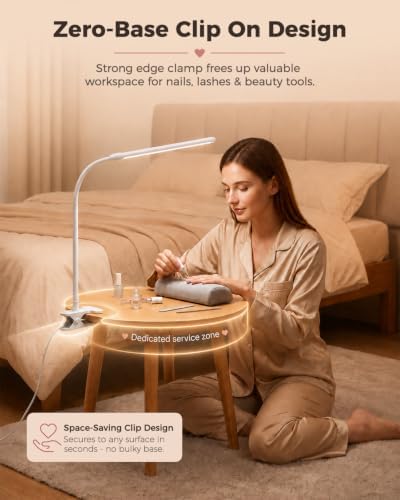 Nail Light for Desk, Clip On Clamp Table Puzzle Craft Lash Tech Lamp