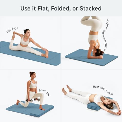 PAIDU Foldable Yoga Mat 10mm Thick, 75"x26" Non-Slip Fitness Exercise Mat