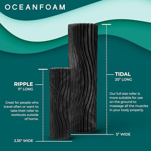 Oceanfoam Tidal Roller, Foam Roller for Exercise (Black & Charcoal Marbled)