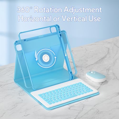 YBING for iPad Air 13 Inch & Pro 12.9 360° Case with Keyboard and Mouse