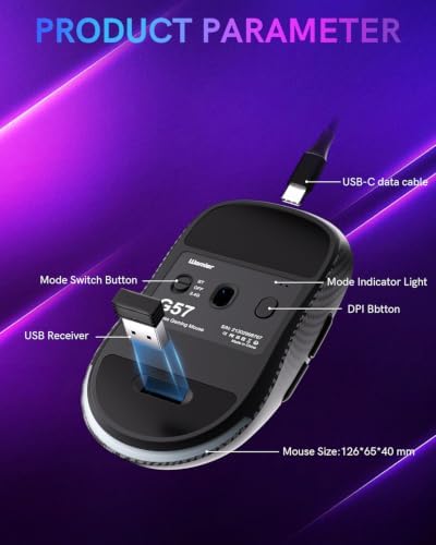 G57 Wireless Gaming Mouse, 8000 DPI, Carbon Fiber Pattern