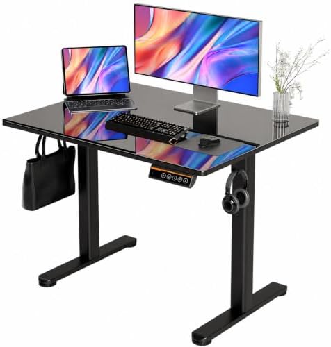 Claiks Glass Standing Desk 40x24 Inch Super Black