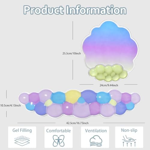 Gel Cloud Wrist Rest and Mouse Pad Support Set - Office Accessories