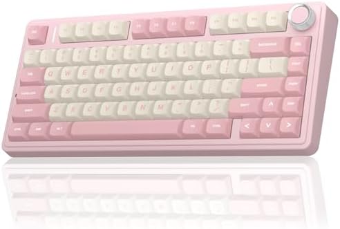 AULA F75 75% Wireless Mechanical Keyboard, Hot Swappable Pink Creamy Keyboard, Pre-lubed Linear Switches, PBT Keycaps, 2.4GHz/Type-C/BT5.0, RGB Backlit Computer Gaming Keyboards for Office/Laptop/PC