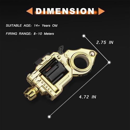 Metal Fidget Toys Adults Gun: Fidget Spinner Cool Fidget Toy for Men Stress Relief Spinner Ring for Finger Concentration Office Study Travel (Radiant Gold)