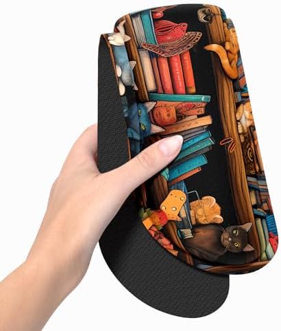 Dapesuom Enlarge Keyboard Wrist Rest, Memory Foam Wrist Cushion for Desk Mats Support, Cute Typing Pain Relief Keyboard Mouse Pad Rests Set with Non-Slip Base for Gaming Laptop Computer, Library Cats