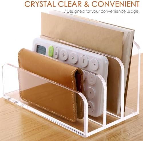SANRUI Clear Acrylic Mail Organizer for Desk, Mail Holder 3-Slot