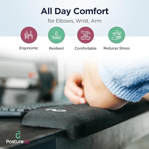 EdgeRest Mini PostureUp L-Shaped Desk Long Wrist Rest Elbow, Forearm & Wrist Comfort Support for Table or Desk Edge, Non-Slip, Memory Foam Padding, Ergonomic Design for Work, Universal Fit, Black