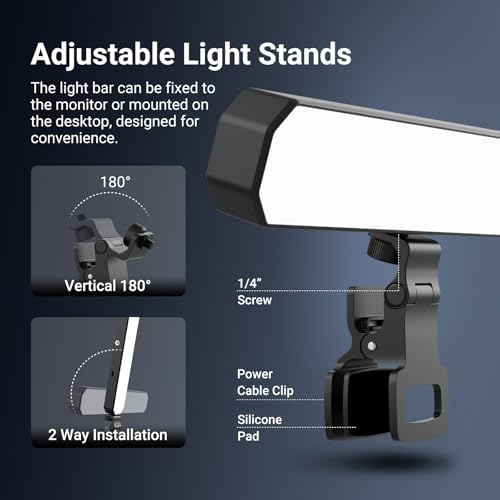 NEEWER Basics Desktop LED Light Kit with 11" Stand/Monitor Clamp, 2 Pack(12W) CRI95 Bi Color Video Conference Zoom Lighting for Laptop Computer Webcam, Compatible with iPhone Video Recording, L10