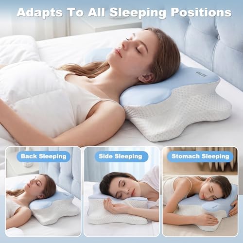 VYLEE Cervical Neck Pillow for Pain Relief, Cooling Memory Foam Pillow