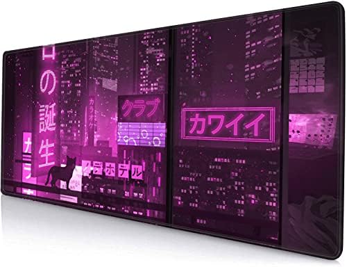 Gaming Mouse Pad, Large Anime Mouse Pads for Desk, Non-Slip Rubber Base Mousepad, Keyboard Mouse Mat Desk Pad with Stitched Edges, 31.5x11.8 inch