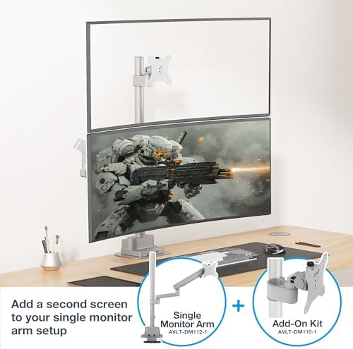 AVLT Single 40 Inch Monitor Head Add-On Kit for Pole Top Mount – Gray