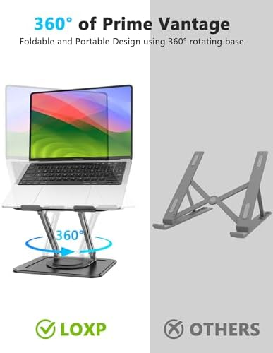 LOXP Adjustable Laptop Stand, Computer Stand with 360 Rotating Base